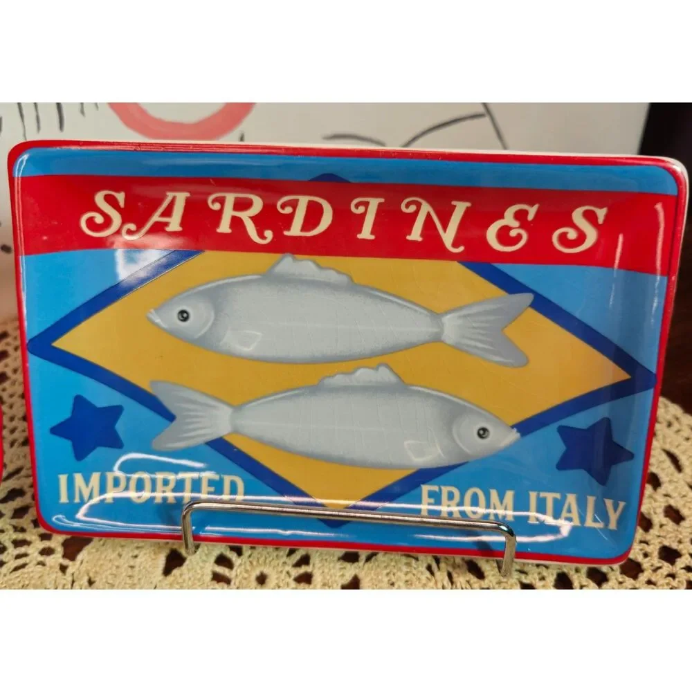 NWT Set of 3 Various Ceramic Kitchen Trinket Plates Sardine Fish Theme